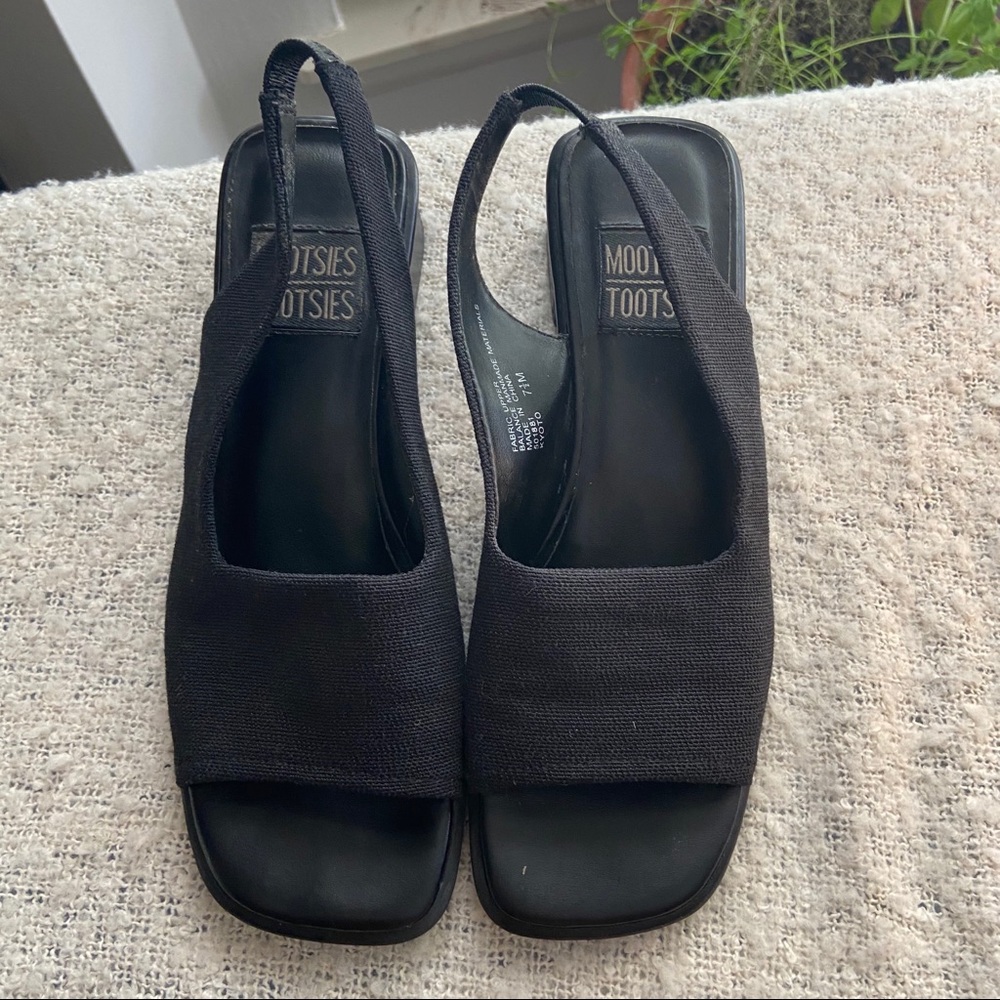 Vtg Black Slingback Sandals